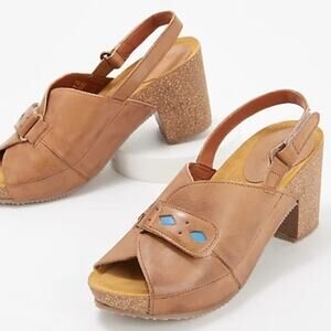 Sergio Tomani Pluma Leather Heeled Sandals Size 39